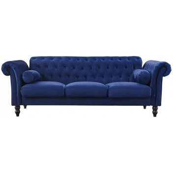 3 Seater Fabric Chesterfield Sofa with Solid Wooden Legs