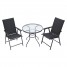 Garden Round Dining Table Black Tempered Glass Top Small Coffee Table with Metal Frame Conservatory Outdoor Patio Poolside Furniture 60 * 72cm Garden Round Dining Table Black Tempered Glass Top Small Coffee Table with Metal Frame Conservatory Outdoor Patio Poolside Furniture 60 * 72cm