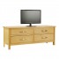 Wide Solid Oak TV Stand with 4 Drawers Storage