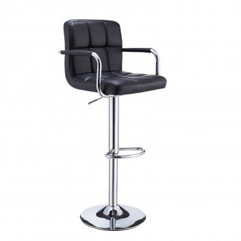 Cuban Bar Stool Gas Lift with Armrest Chrome Footrest Base