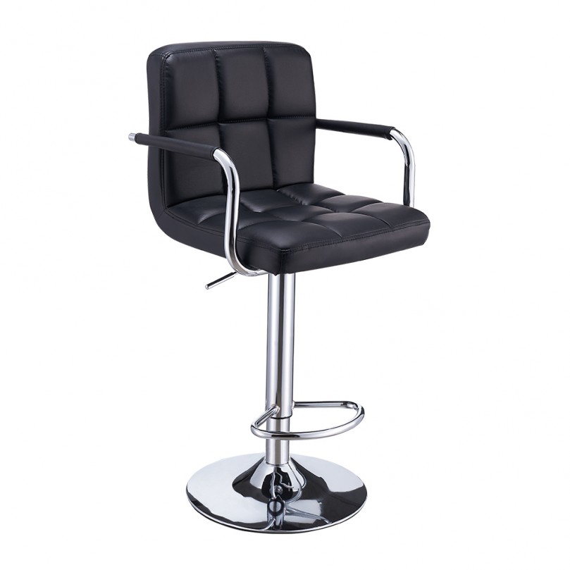 Cuban Bar Stool Gas Lift with Armrest Chrome Footrest Base Cuban Bar Stool Gas Lift with Armrest Chrome Footrest Base
