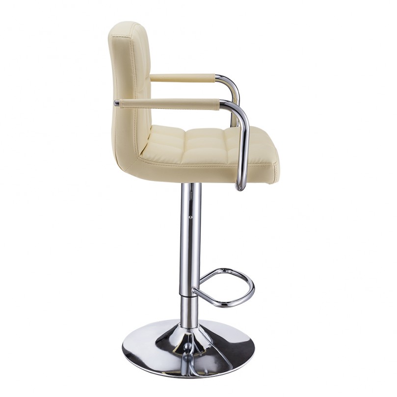 Cuban Bar Stool Gas Lift with Armrest Chrome Footrest Base Cuban Bar Stool Gas Lift with Armrest Chrome Footrest Base