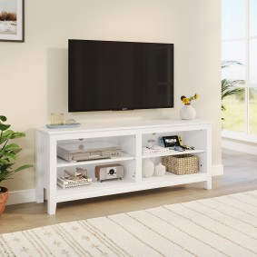 Panana TV Stand, Classic 4 Cubby TV Stand, Farmhouse Television Stands Entertainment Center Media Stand with Storage TV Table Stand for Living Room Bedroom