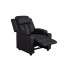 Black Leather Recliner Armchair with Footstool
