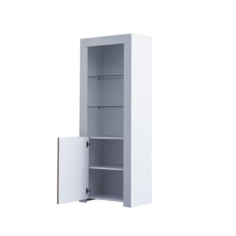 White Narrow Display Cabinet with LED Light