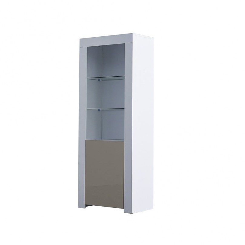 White Narrow Display Cabinet with LED Light