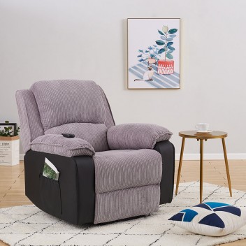 Grey Electric Armchair Recliner Sofa with Footstool