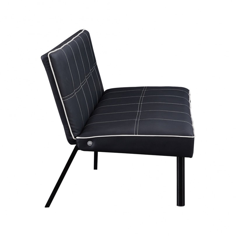 Black Fabric 3 Seater Recliner Sleeper Sofa with Metal Legs