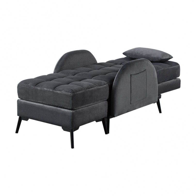 Modern Velvet Chaise Lounge in Grey - Custom Alt by Opencart SEO Pack PRO