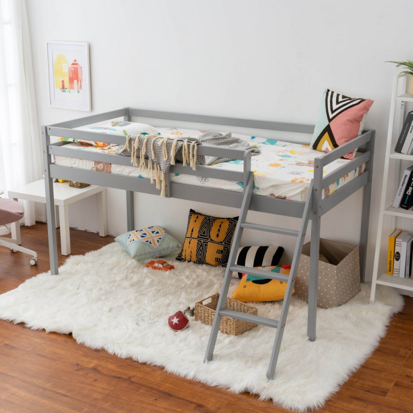 Mid Sleeper Bunk Bed 3FT Single Bed Frame Wood Cabin Bed, for Kids Mid Sleeper Bunk Bed 3FT Single Bed Frame Wood Cabin Bed, for Kids - Custom Alt by Opencart SEO Pack PRO