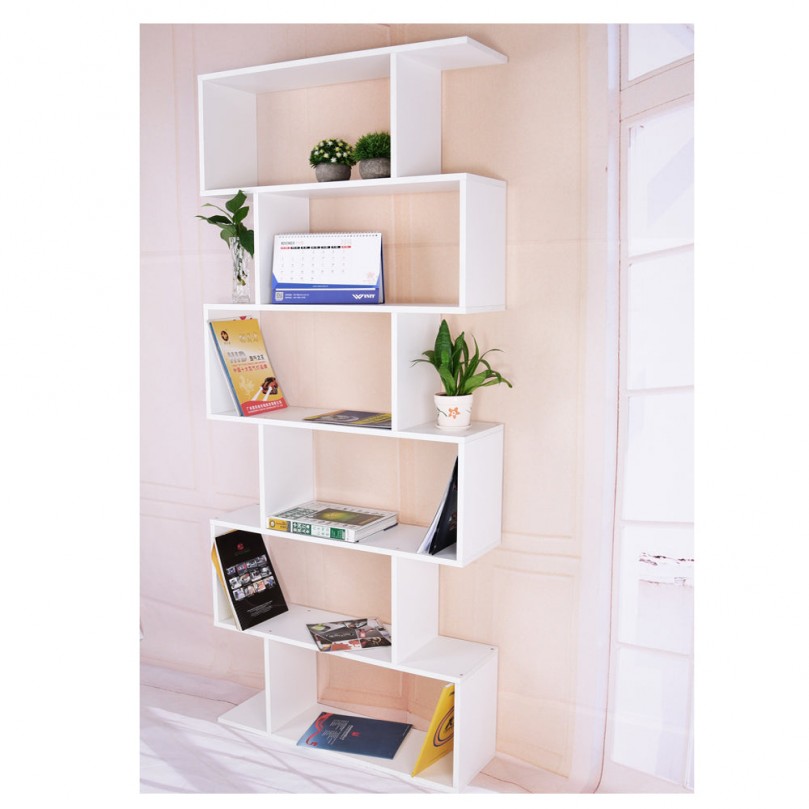 6 Tier Bookcases, Z Shaped Narrow Bookshelves