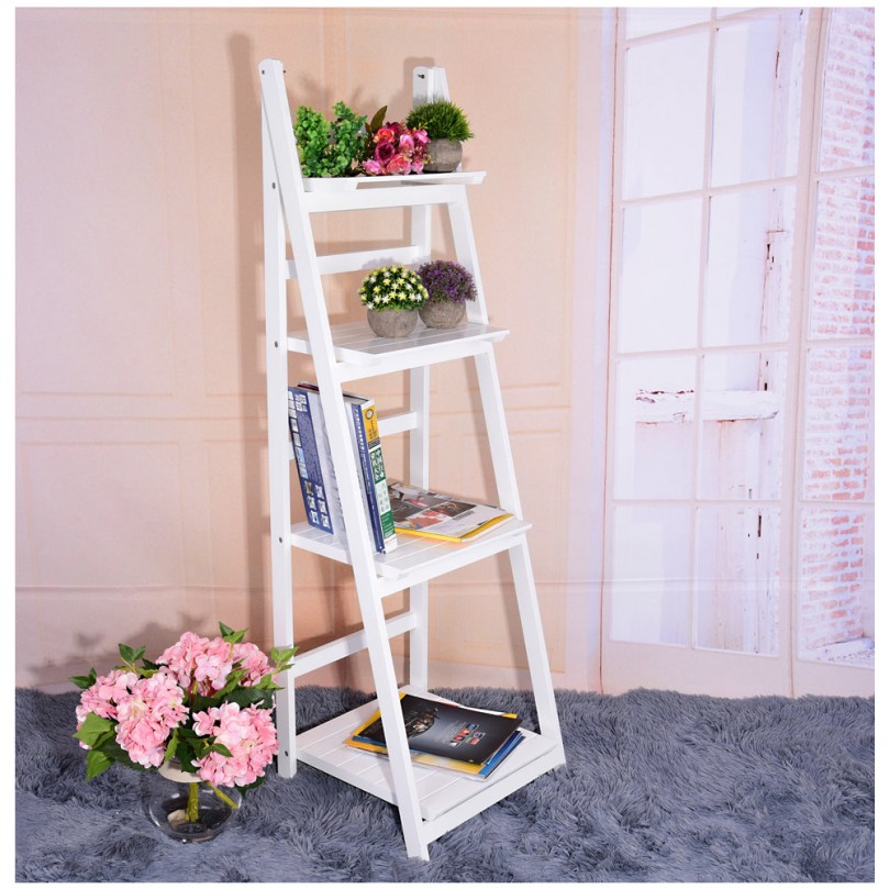 4 Tiers Solid Wood Garden Ladder Shelves