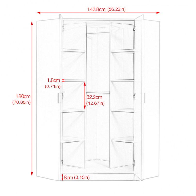 Modern Corner Wardrobe with Shelves Modern Corner Wardrobe with Shelves - Custom Alt by Opencart SEO Pack PRO