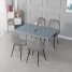 Modern Gorgeous 105CM Glass Dinning Table with 4PCS Grey Velvet Fabric Dining Chairs Set