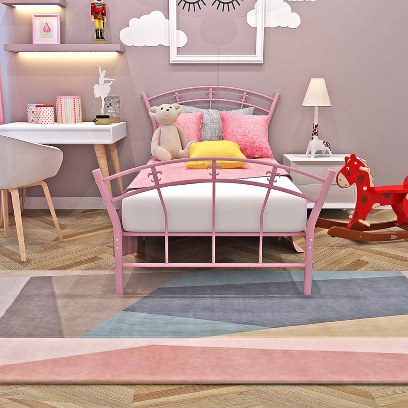 FOGG 3FT Pink Metal Bed Frame for Kids