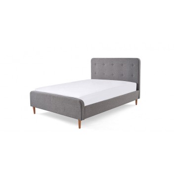 Grey Fabric Upholstered Bed Frame with Low Footboard