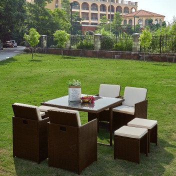 Cakewell 8 Seater Rattan Dining Table Set