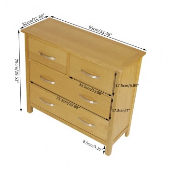 Chest of Cabinet Solid Oak Wood Hallway Sideboards Large Storage Cupboards Unit for Bedroom Living Room