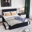 Double Bed Frame Divan Bed, Black Linen Fabric Storage Bed Base with Headboard and Drawers 5FT Kingsize Double Bed