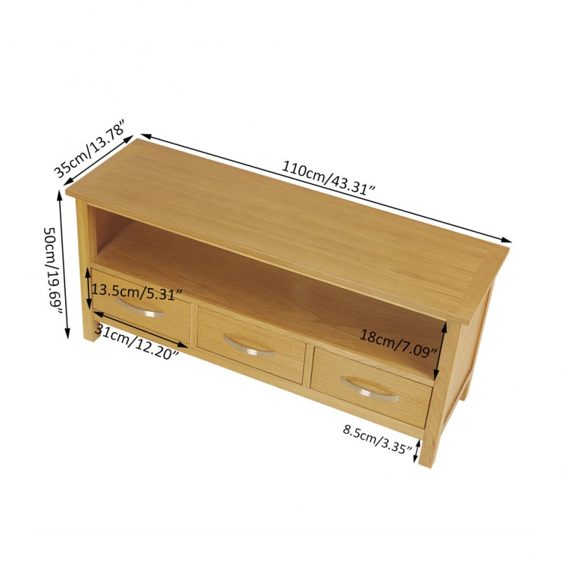 Oak TV Unit Stand Storage Rack Solid Wooden TV Cabinet W 110 * D 35 * H 50 cm Oak TV Unit Stand Storage Rack Solid Wooden TV Cabinet W 110 * D 35 * H 50 cm