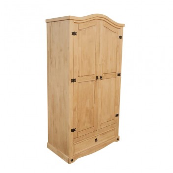 2 Door Corona Wardrobe, soild pine wood wardrobe with Hanging Rail Arch Top Mexican Clothes Storage Bedroom Furniture
