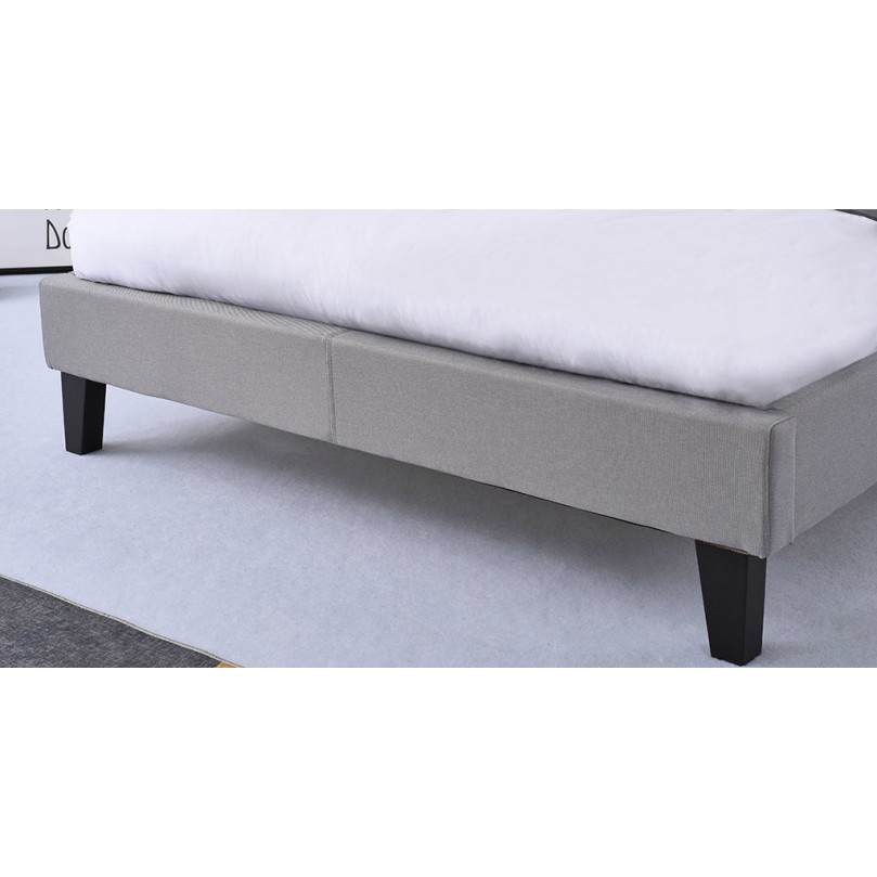 Grey Studded Linen Upholstered Bed Frame