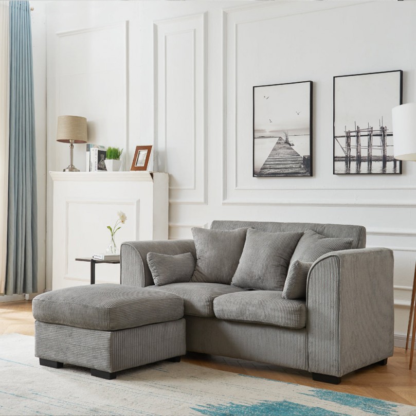 2 Seater Sofa Corner Sofa with Footstool L Shaped Sofa Couch Settee Left or Right Chaise Group Sofa for Living Room Office Lounge 2 Seater Sofa Corner Sofa with Footstool L Shaped Sofa Couch Settee Left or Right Chaise Group Sofa for Living Room Office Lounge