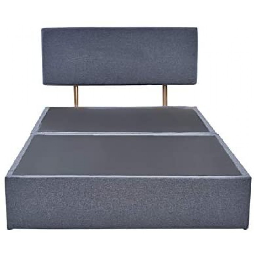 Double Bed Frame Divan Bed, Grey Linen Fabric Storage Bed Base with Headboard 4FT6 Double Bed Double Bed Frame Divan Bed, Grey Linen Fabric Storage Bed Base with Headboard 4FT6 Double Bed