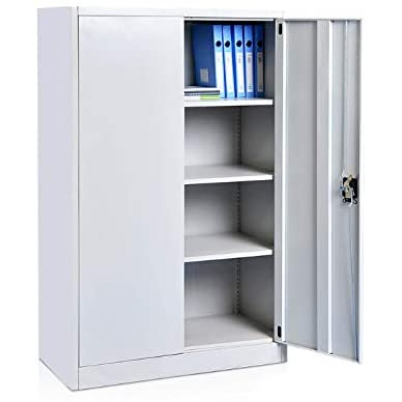 4 Tier White Storage Cabinet, Lockable Industrial File Cabinet