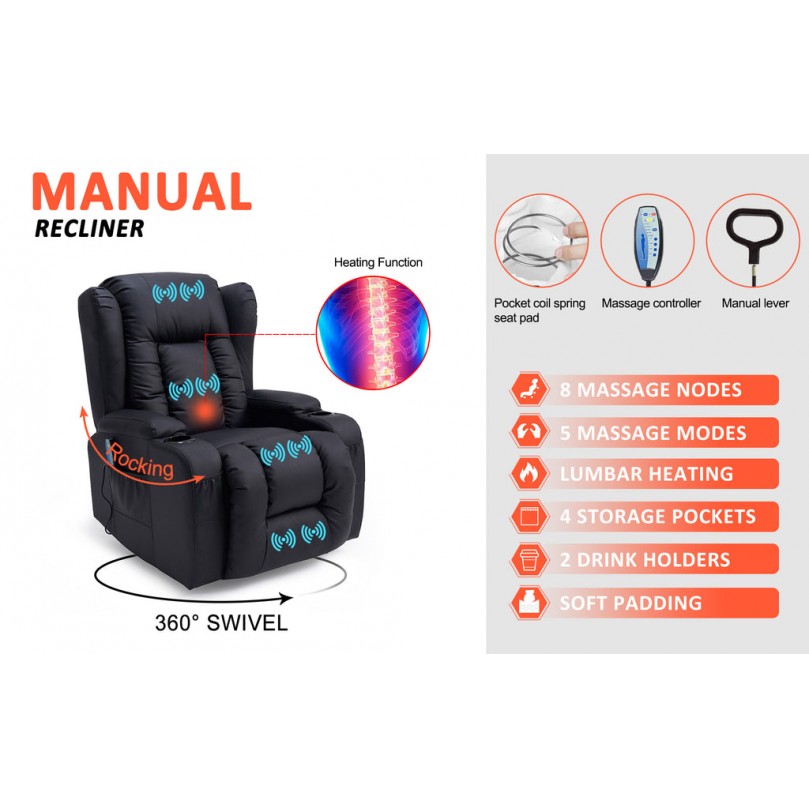 Faux Leather Armchair with Massage Faux Leather Armchair with Massage