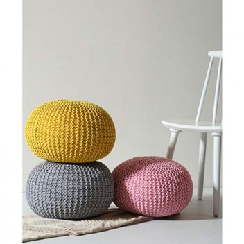 60cm Chunky Knitted Round Pouffe Foot Stool OttomanBean Filled 100% Cotton Seating Chair and Home Decor
