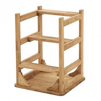 2 In 1 Solid Pine Wood Library Step Ladder Chair Multifunction Bookshelf Plant Stand for Storage and Decoration Office Kitchen W 45 * D 45 * H 60cm