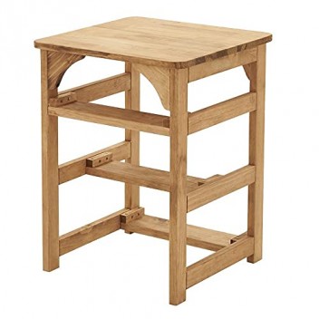 2 In 1 Solid Pine Wood Library Step Ladder Chair Multifunction Bookshelf Plant Stand for Storage and Decoration Office Kitchen W 45 * D 45 * H 60cm