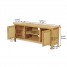 Large Solid Oak TV Stand Unit with Double Doors and Shelves