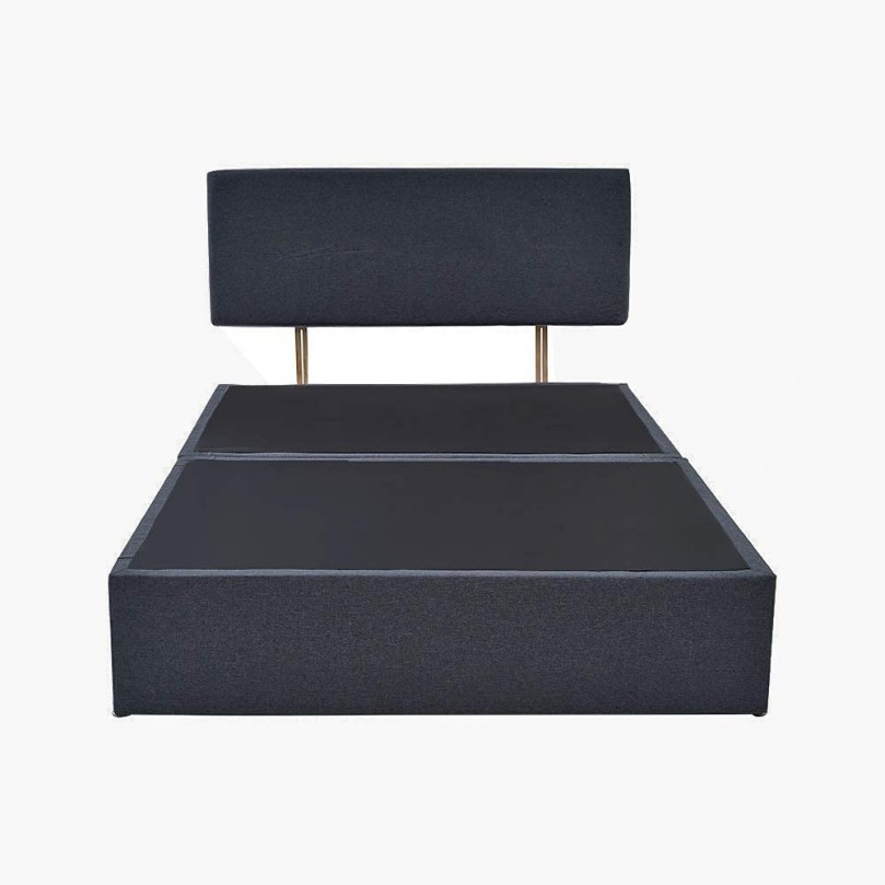 Single Bed Frame Divan Bed, Black Linen Fabric Storage Bed Base with Headboard and Drawer 3FT Single Bed