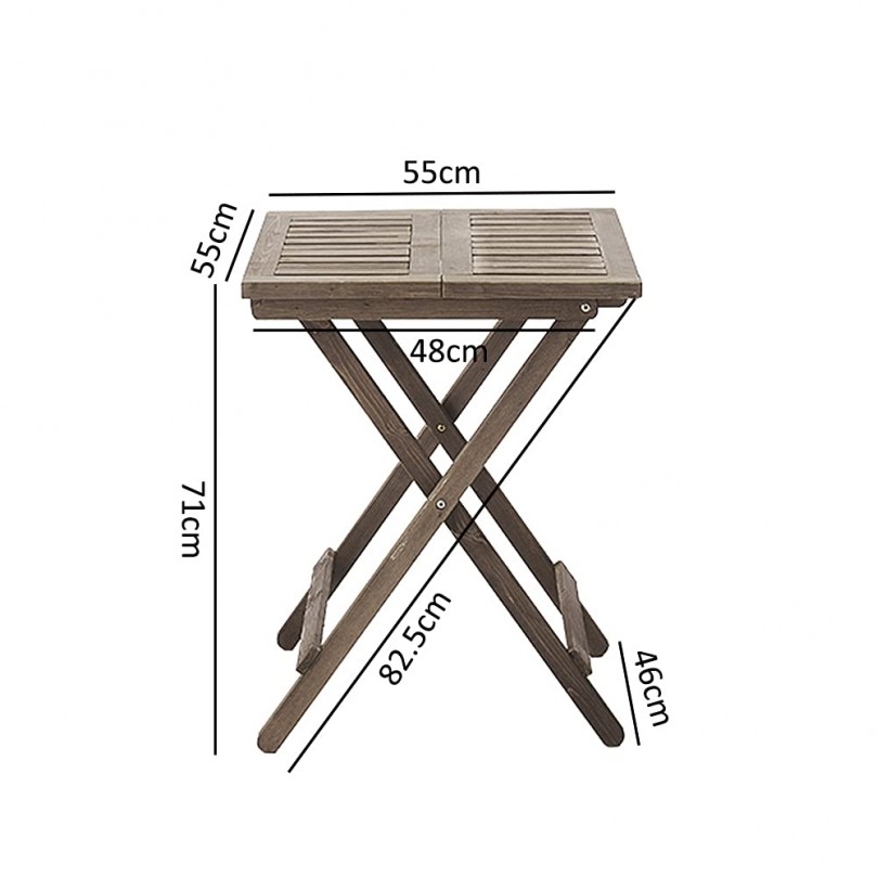 Solid Hardwood Folding Coffee Table Wooden Garden Side End Table Foldable Outdoor Picnic Table Porch Bistro Patio Balcony Decking Furniture 55x55x71cm - Custom Alt by Opencart SEO Pack PRO