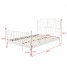 Tall Headboard Double Metal Bed Frame in White - ELagent Design with Wooden Slats