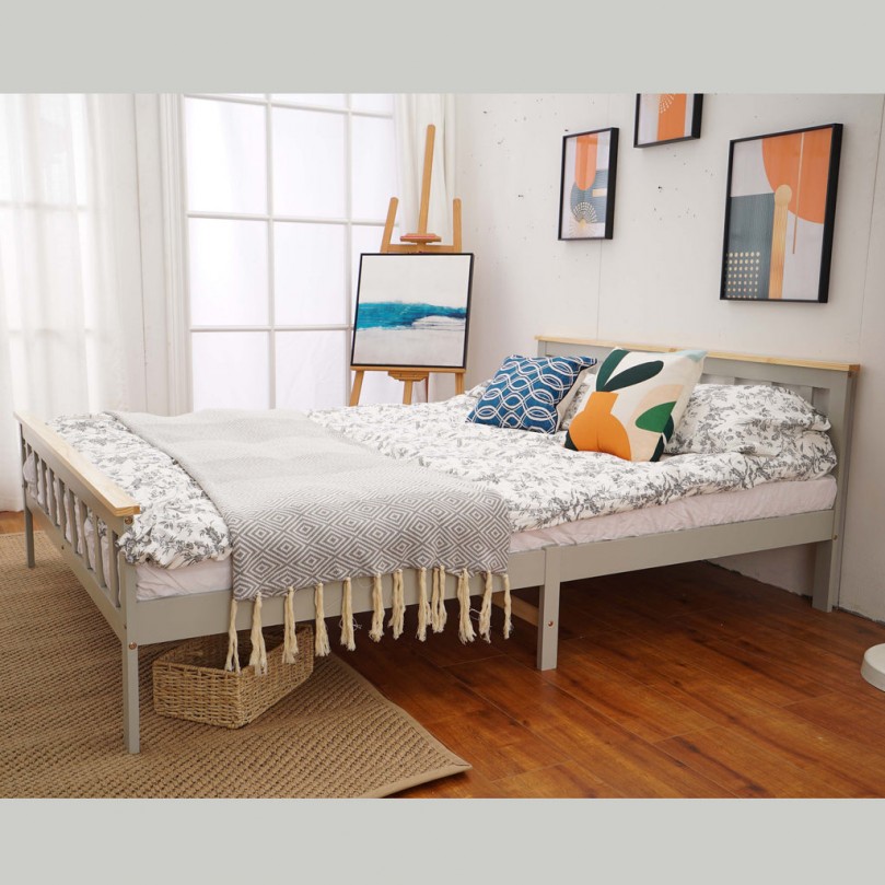 Panana Double Bed Wooden Bedroom Furniture 4FT6 Solid Wood Bed Frame 