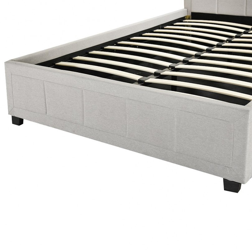 Gaslift Fabric Wood Bed Frame with Storage Ottoman Double Bed Light Grey Gaslift Fabric Wood Bed Frame with Storage Ottoman Double Bed Light Grey