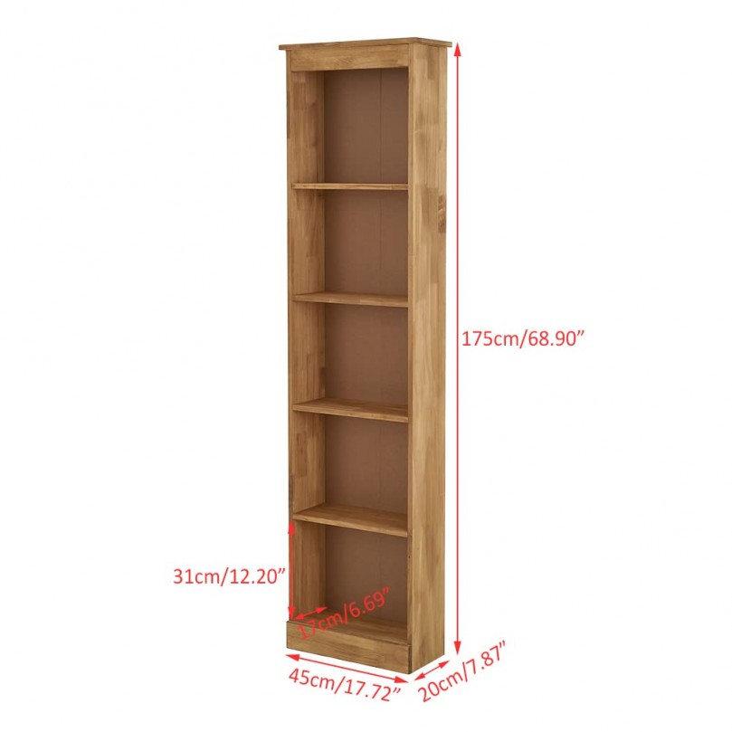 Solid Pine Wooden Bookcase 3/4/5 Tier Organiser DVD Rack Display Storage Unit Shelf For Office Living Room Furniture - Custom Alt by Opencart SEO Pack PRO