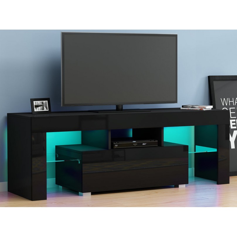 Panana 200 cm High Gloss Front RGB LED TV Stand Cabinet Unit Modern TV Desk with Storage for Living Room Home Furniture Black 