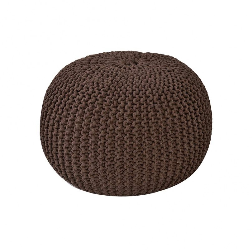 50cm Chunky Knitted Round Pouffe Foot Stool OttomanBean Filled 100% Cotton Seating Chair and Home Decor