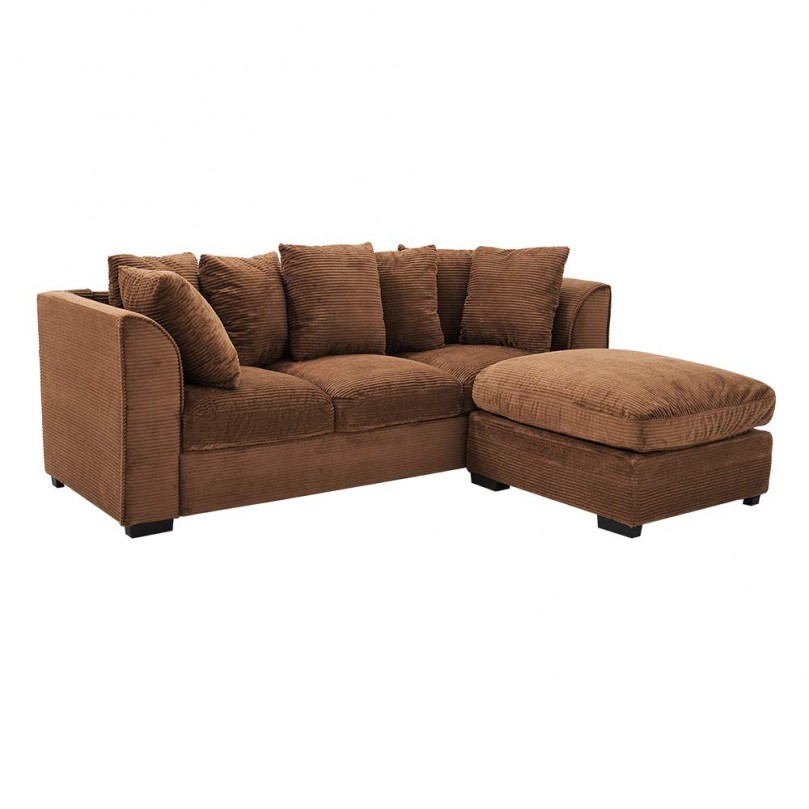 Fabric Cord Corner Sofa,Corner Couch with Upholstered Cushions for Living Room Furniture