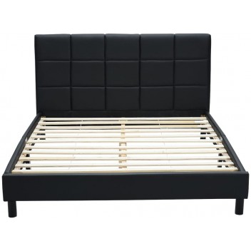 WooQu 4FT6 Faux Leather Pine Bed Frame