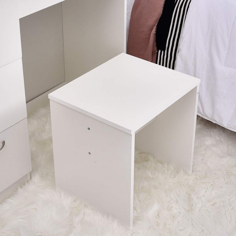 Dressing Table Stool, White Wood Foot Stool for Kids and Adults Makeup Seat Vanity Stool Footrest Use in The Kitchen, Bathroom and Bedroom - Custom Alt by Opencart SEO Pack PRO