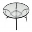 Garden Round Dining Table Tempered Glass Top Metal Frame Coffee Table with Parasol Hole Conservatory Outdoor Patio Poolside Furniture 105 * 72cm