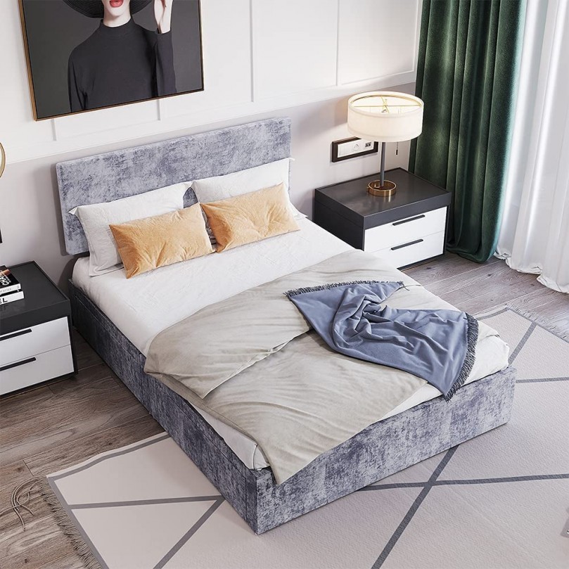 Spheny King Size Velvet Bed Frame Spheny King Size Velvet Bed Frame