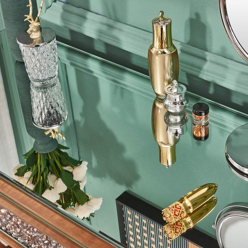 Mirrored Desk,Makeup Vanity Table Mirrored Dressing Table Furniture Glass With Drawer Console Bedroom Study Home Office 100 * 36 * 78cm (L * W * H) Mirrored Desk,Makeup Vanity Table Mirrored Dressing Table Furniture Glass With Drawer Console Bedroom Study Home Office 100 * 36 * 78cm (L * W * H)