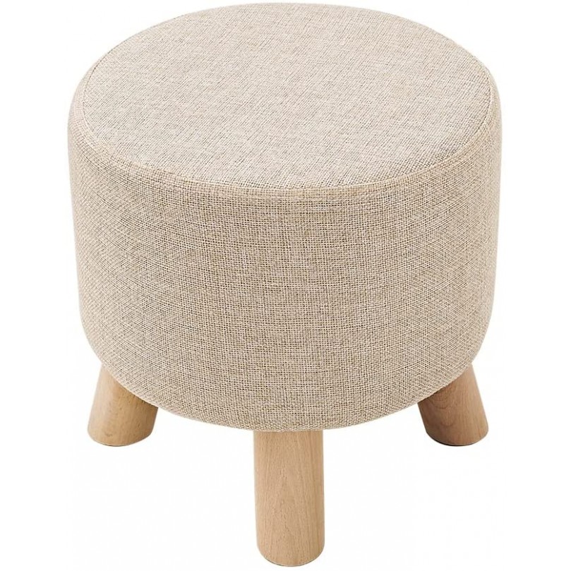 Round Fabric Footstool Ottoman Padded Chair