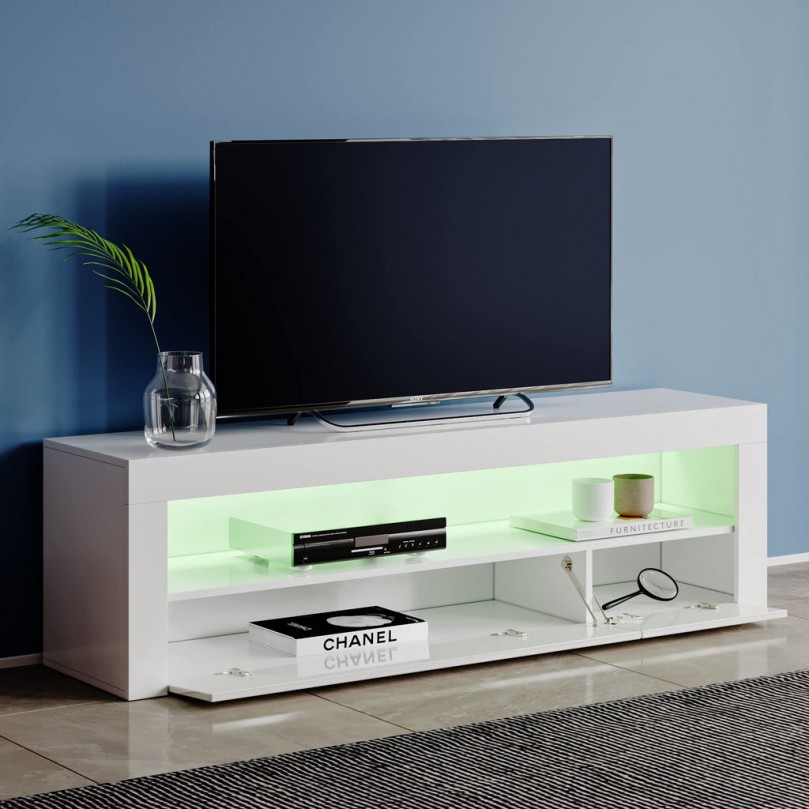 120cm TV Stand 2 Doors Storages TV Cabinet Big Shelf With RGB LED Lights for TVs 22inch to 55inch - Custom Alt by Opencart SEO Pack PRO